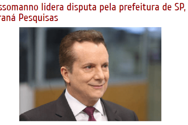 Agência da Notícia - Portal Mato Grosso divulga pesquisa sobre a disputa eleitoral a Prefeitura de São Paulo