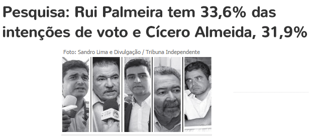 Site Manchetes Da Hora divulga pesquisa sobre a disputa eleitoral a Prefeitura de Maceió
