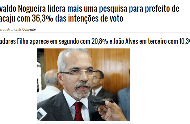 Site Universo Político divulga pesquisa sobre a disputa eleitoral a Prefeitura de Aracaju
