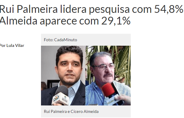 Portal Cada Minuto - Blog Do Vilar divulga pesquisa de 2º turno sobre a disputa eleitoral a Prefeitura de Maceió - AL