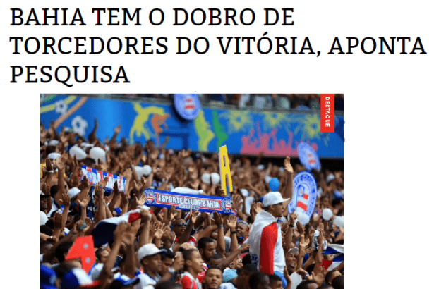 Site O Chute divulga pesquisa sobre a preferência dos Brasileiros com relação aos Times de Futebol