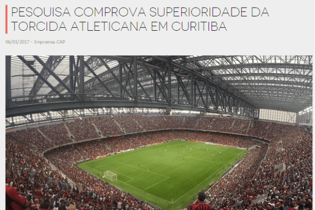 Site Atlético Paranaense divulga pesquisa sobre a preferência dos Brasileiros com relação aos Times de Futebol