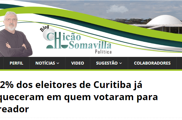 Blog Chicão Somavilla divulga pesquisa realizado pela Paraná Pesquisas sobre o voto dos Curitibanos para Vereador em 2016