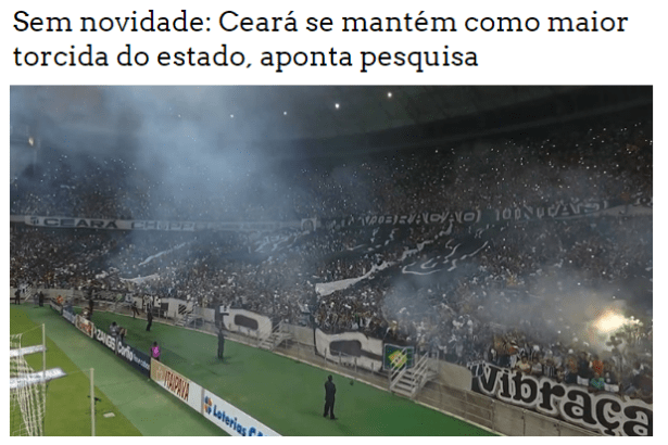 Site Ceará Sporting Club divulga pesquisa sobre a preferência dos Brasileiros com relação aos Times de Futebol