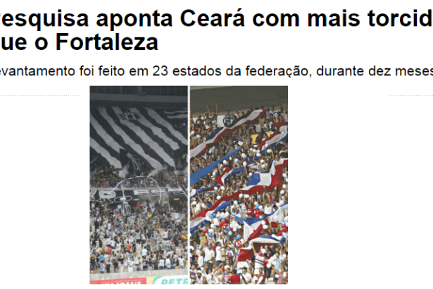 Portal CNEWS divulga pesquisa sobre a preferência dos Brasileiros com relação aos Times de Futebol