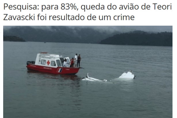 Blog Ouricuri Em Foco divulga pesquisa realizada pela Paraná Pesquisas sobre o acidente aéreo com o Ministro do STF
