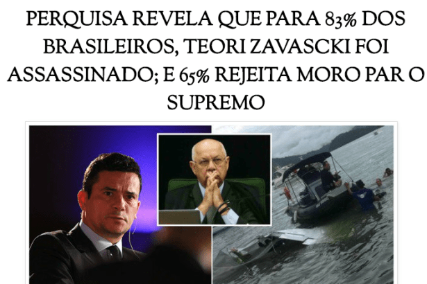 Blog Guamaré Na Tela divulga pesquisa realizada pela Paraná Pesquisas sobre o acidente aéreo com o Ministro do STF