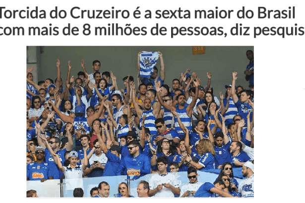 Cruzeiro Super Esportes divulga pesquisa sobre a preferência dos Brasileiros com relação aos Times de Futebol