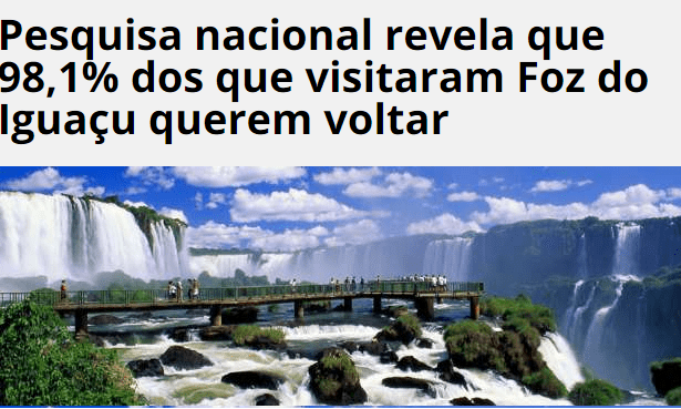 CATVE.com divulga pesquisa sobre os Turistas que ja visitaram Foz Do Iguaçu