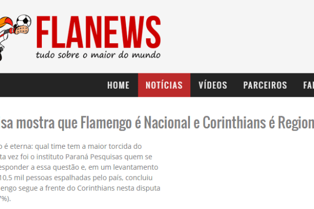 Site FlaNews.com.br divulga pesquisa sobre a preferência dos Brasileiros com relação aos Times de Futebol