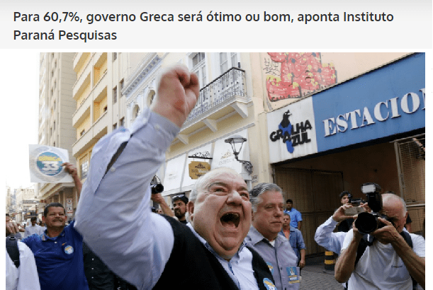 Associação AJORB - Paraná divulga pesquisa sobre a popularidade do Prefeito eleito em Curitiba Rafael Greca