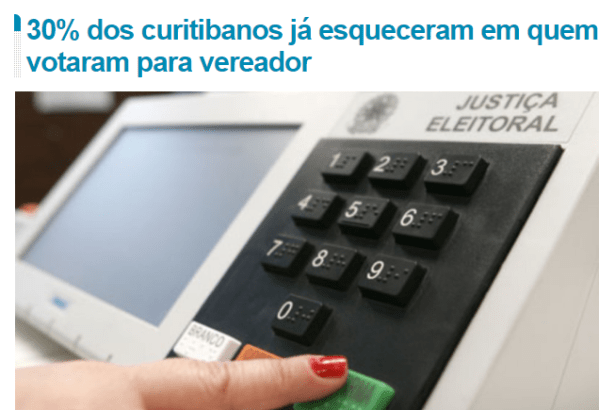 Rádio RB2 AM divulga pesquisa realizado pela Paraná Pesquisas sobre o voto dos Curitibanos para Vereador
