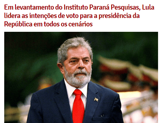 Site Brumado Agora divulga pesquisa com a opinião dos brasileiros sobre as eleições Presidências em 2018