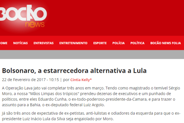 Site Bocão News comenta em matéria pesquisa nacional realizada pela Paraná Pesquisas
