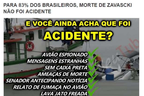 Blog Grupo Violes divulga pesquisa realizada pela Paraná Pesquisas sobre o acidente aéreo com o Ministro do STF