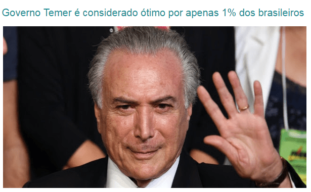 Folha De Parnaíba divulga pesquisa realizada pela Paraná Pesquisas sobre a popularidade do Presidente Michel Temer