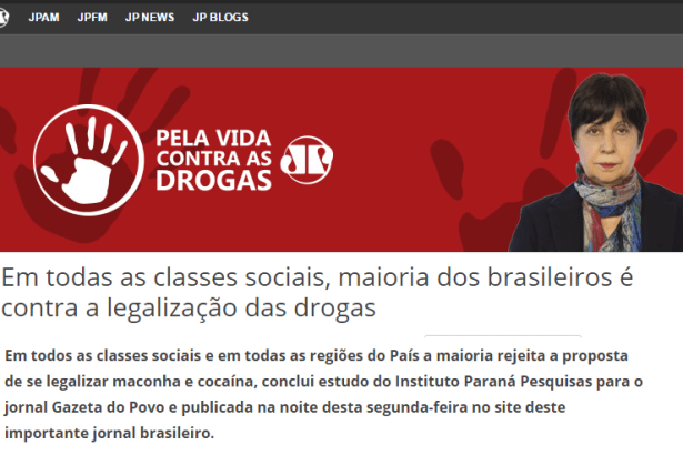 Blog Jovem Pam divulga pesquisa com a opinião dos Brasileiros sobre a legalização da maconha e da cocaína
