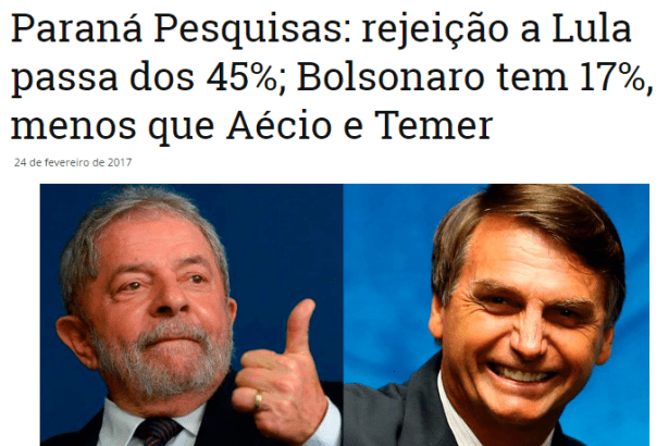 Portal Política Aplicada divulga pesquisa realizada pela Paraná Pesquisas com a opinião dos Brasileiros sobre o ex-Presidente Lula