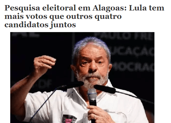 Portal O Expresso divulga pesquisa realizado no Estado de Alagoas sobre a eleição Presidencial de 2018