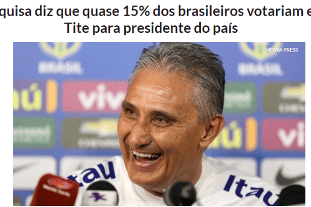 ESPN.uol divulga pesquisa sobre uma possível candidatura do Técnico Tite a Presidente do Brasil
