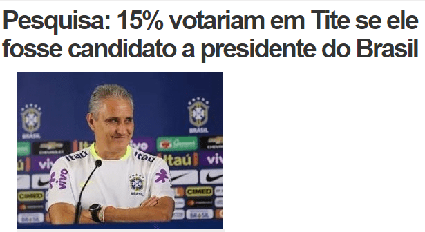 Portal de Notícias de Ilha Solteira divulga pesquisa sobre uma possível candidatura do Técnico Tite a Presidente do Brasil