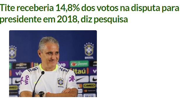 Site Chico Sabe Tudo divulga pesquisa sobre uma possível candidatura do Técnico Tite a Presidente do Brasil