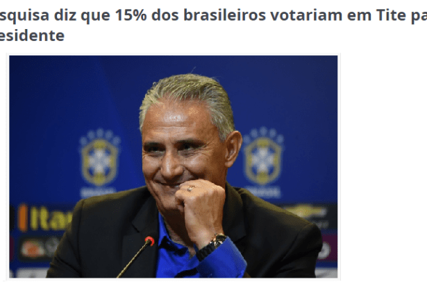 Portal Correio do Sul divulga pesquisa sobre uma possível candidatura do Técnico Tite a Presidente do Brasil