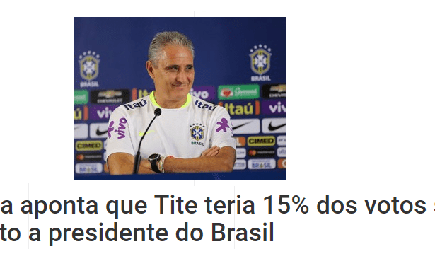 Portal Prorrogação divulga pesquisa sobre uma possível candidatura do Técnico Tite a Presidente do Brasil