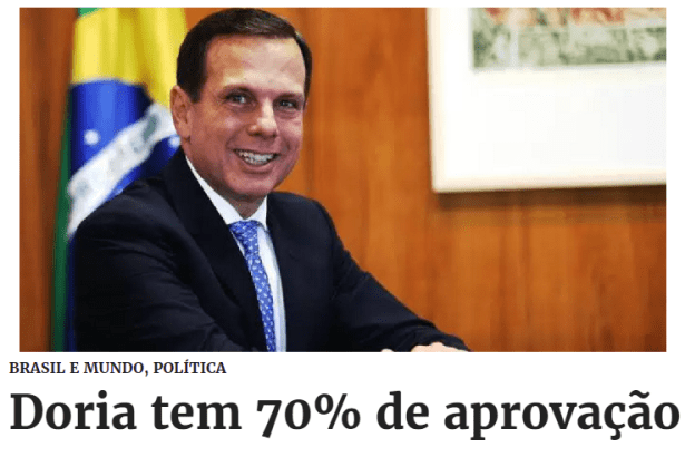 Portal DN7 divulga pesquisa realizada no município de São Paulo sobre a popularidade do Prefeito João Doria