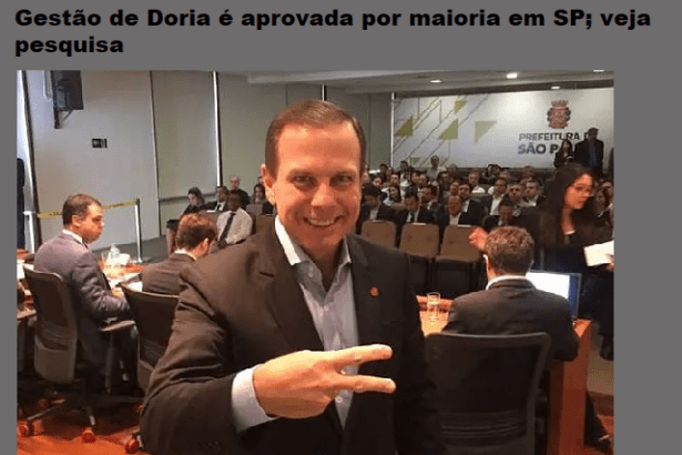 TV Pontual divulga pesquisa realizada no município de São Paulo sobre a popularidade do Prefeito João Doria