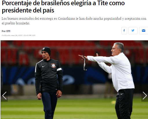 Univison divulga pesquisa sobre uma possível candidatura do técnico Tite a presidente do Brasil