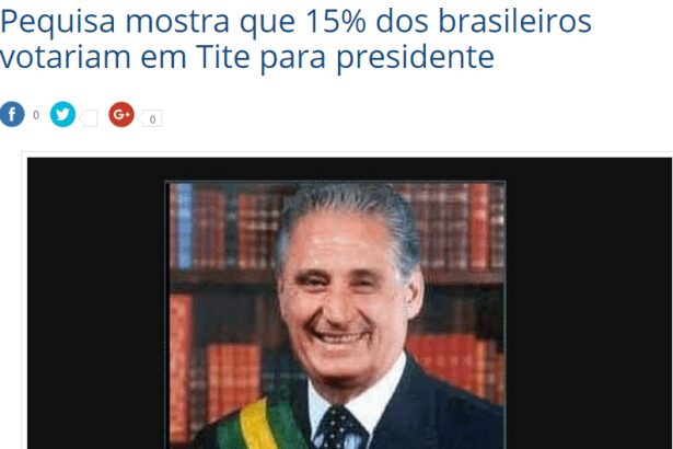 Gazeta do povo divulga pesquisa sobre uma possível candidatura do técnico Tite a presidente do Brasil