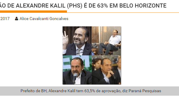 Portal Brasil Notícias.com divulga pesquisa realizada no Município de Belo Horizonte sobre a popularidade do Prefeito Alexandre Kalil
