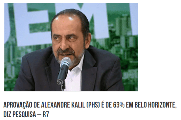Portal World Of Soccer News divulga pesquisa realizada no Município de Belo Horizonte sobre a popularidade do Prefeito Alexandre Kalil