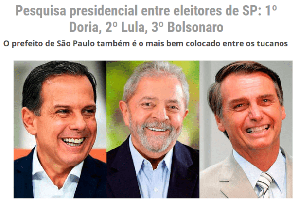 Portal TV Cidade SBT divulga pesquisa realizada em São Paulo sobre a disputa eleitoral para Presidente do Brasil