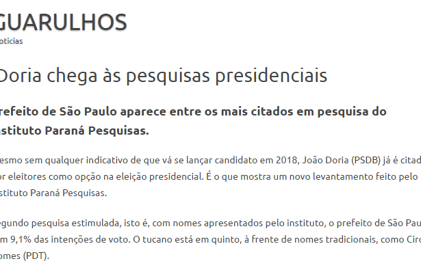 Guarulhos Notícias divulga pesquisa realizada em São Paulo sobre a disputa eleitoral para Presidente do Brasil