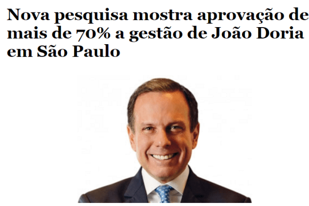 Blog de Erivan Morais divulga pesquisa sobre aprovação da gestão de Doria em São Paulo