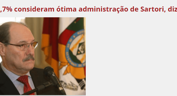 Portal Sistema EPU divulga pesquisa realizada no Estado do Rio Grande do Sul sobre a popularidade do Governador José Ivo Sartori