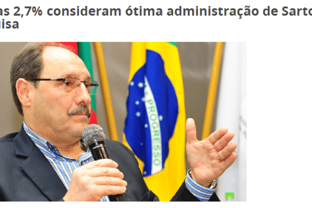 Rádio Esmeralda divulga pesquisa realizada no Estado do Rio Grande do Sul sobre a popularidade do Governador José Ivo Sartori