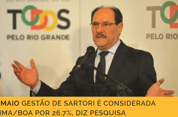 Rádio Alternativa FM 98 divulga pesquisa realizada no Estado do Rio Grande do Sul sobre a popularidade do Governador José Ivo Sartori