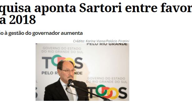 Jornal A Hora divulga pesquisa realizada no Estado do Rio Grande do Sul sobre a disputa eleitoral para Governador