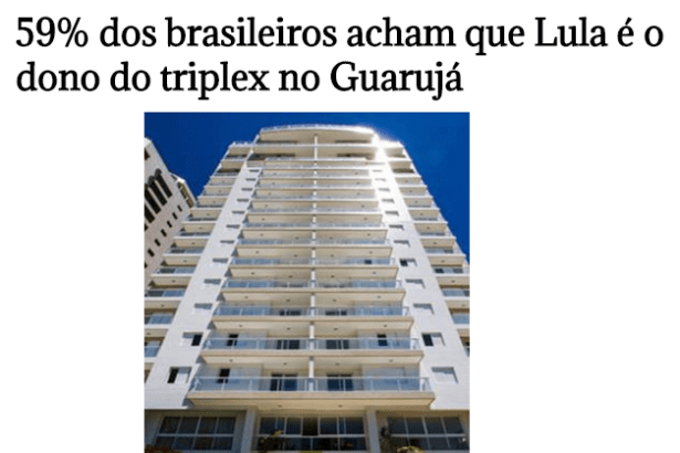 Portal Via Agência Brasil divulga pesquisa nacional realizado na Web pela Paraná Pesquisas sobre o apartamento triplex no Guarujá