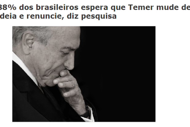 Portal Exatas News divulga pesquisa nacional realizado na Web pela Paraná Pesquisas sobre o Presidente Michel Temer