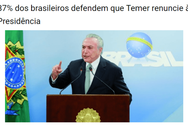 Joabson Silva divulga pesquisa nacional realizado na Web pela Paraná Pesquisas sobre o Presidente Michel Temer