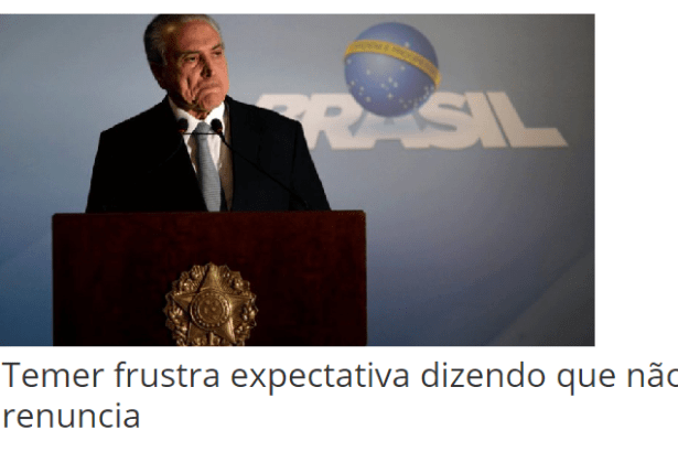 Portal Tribuna Hoje divulga pesquisa nacional realizado na Web pela Paraná Pesquisas sobre o Presidente Michel Temer