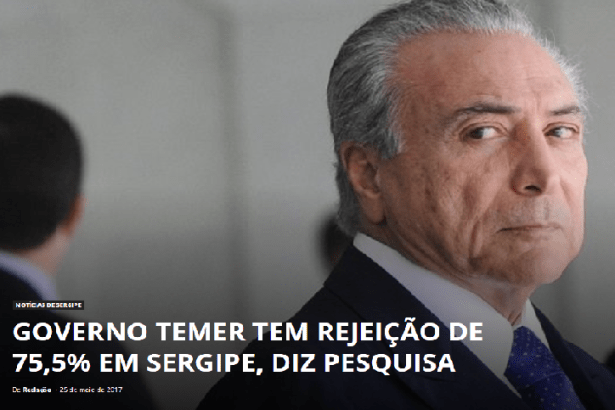 Expressão Sergipana divulga pesquisa realizada no Estado do Sergipe sobre a popularidade do Presidente Michel Temer