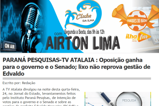 Portal Airton Lima divulga pesquisa realizada pela Paraná Pesquisas no Estado do Sergipe