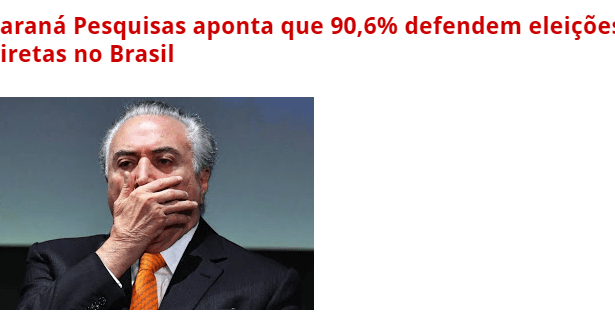 Portal Conceição PB Online divulga pesquisa nacional realizada pela Paraná Pesquisas com a opinião dos Brasileiros sobre eleições diretas