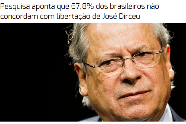 Portal Rádio Ipirá FM divulga pesquisa nacional realizada na Web sobre a decisão do STF em conceder a liberdade à José Dirceu