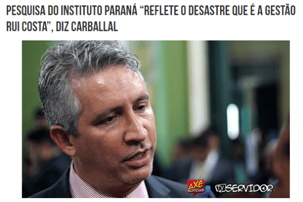 Axé Notícias cita pesquisa realizada pela Paraná Pesquisas sobre a disputa eleitoral no Estado da Bahia
